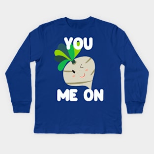 You Turnip Me On Cute Kawaii in Pink Kids Long Sleeve T-Shirt